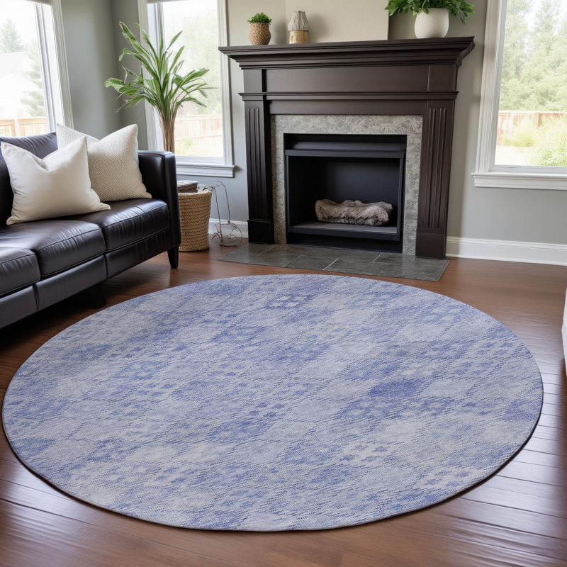 Premium Machine Washable Jamil AMF1081 Geometric Rug, Round 8'