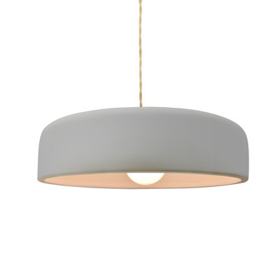 Radiance - Spire 1-Light Pendant - Matte White - Brushed Brass - 13"W x 4"H - Beige Twist Cord