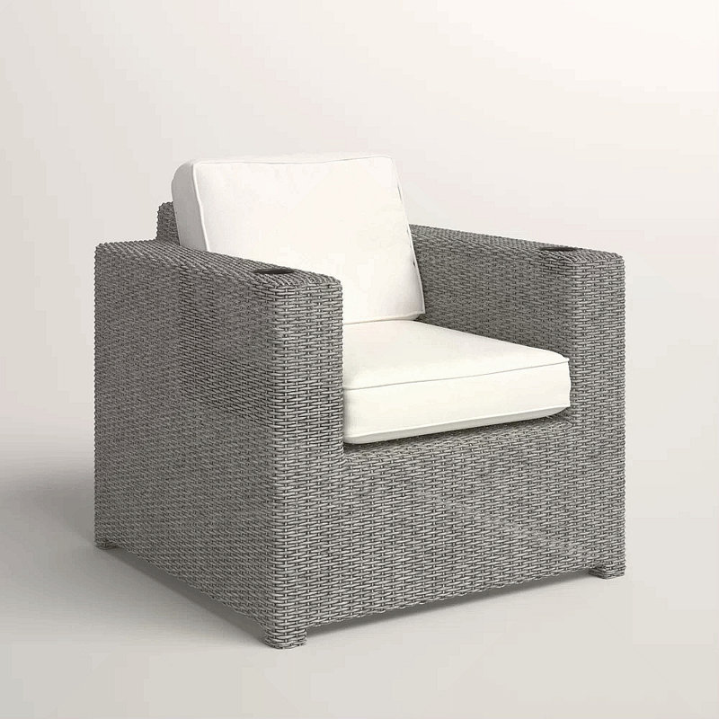 Chaise de patio entièrement assemblée avec coussins, Blanc