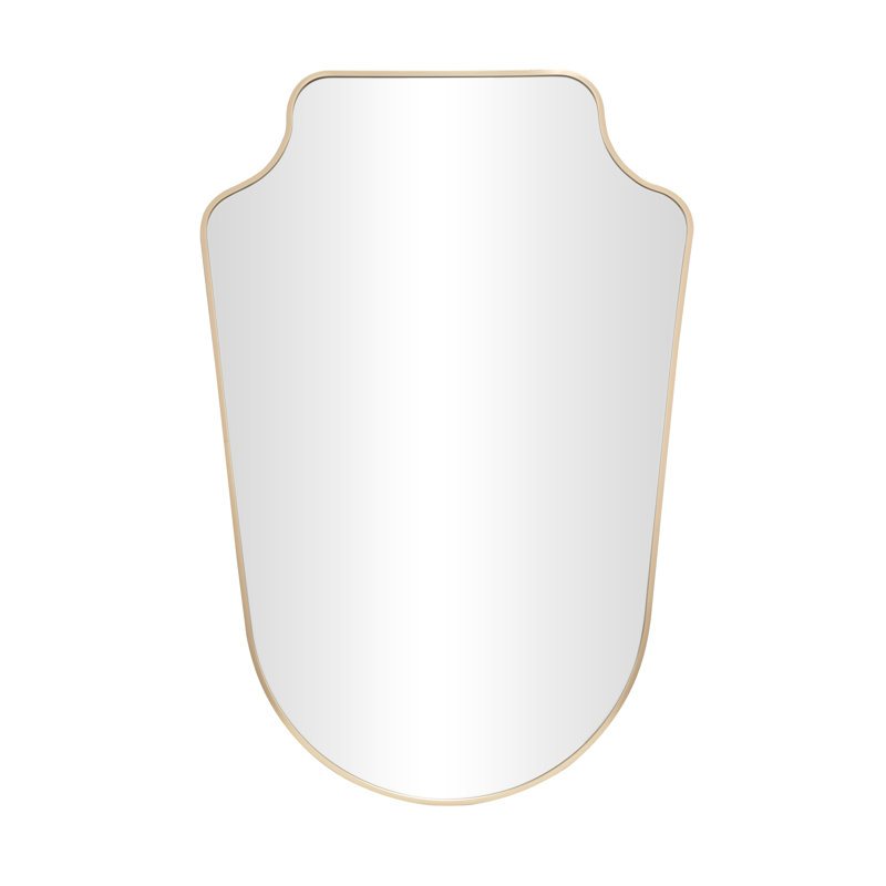 Cole and Grey Aluminum Metal Arched Gold Room Wall Mirror with Thin Frame