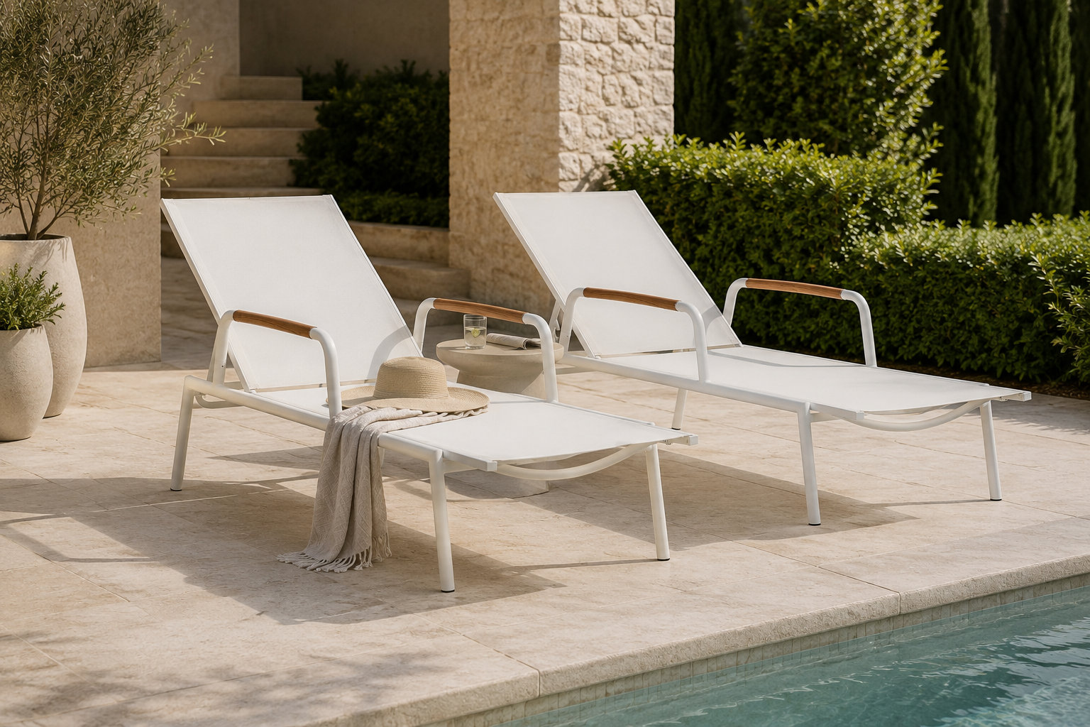 Dean 25" Teak Patio Chaise Lounge Set