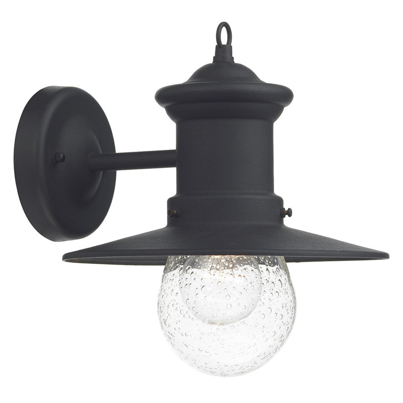 Desota Seeded Glass Outdoor Barn Light, Black