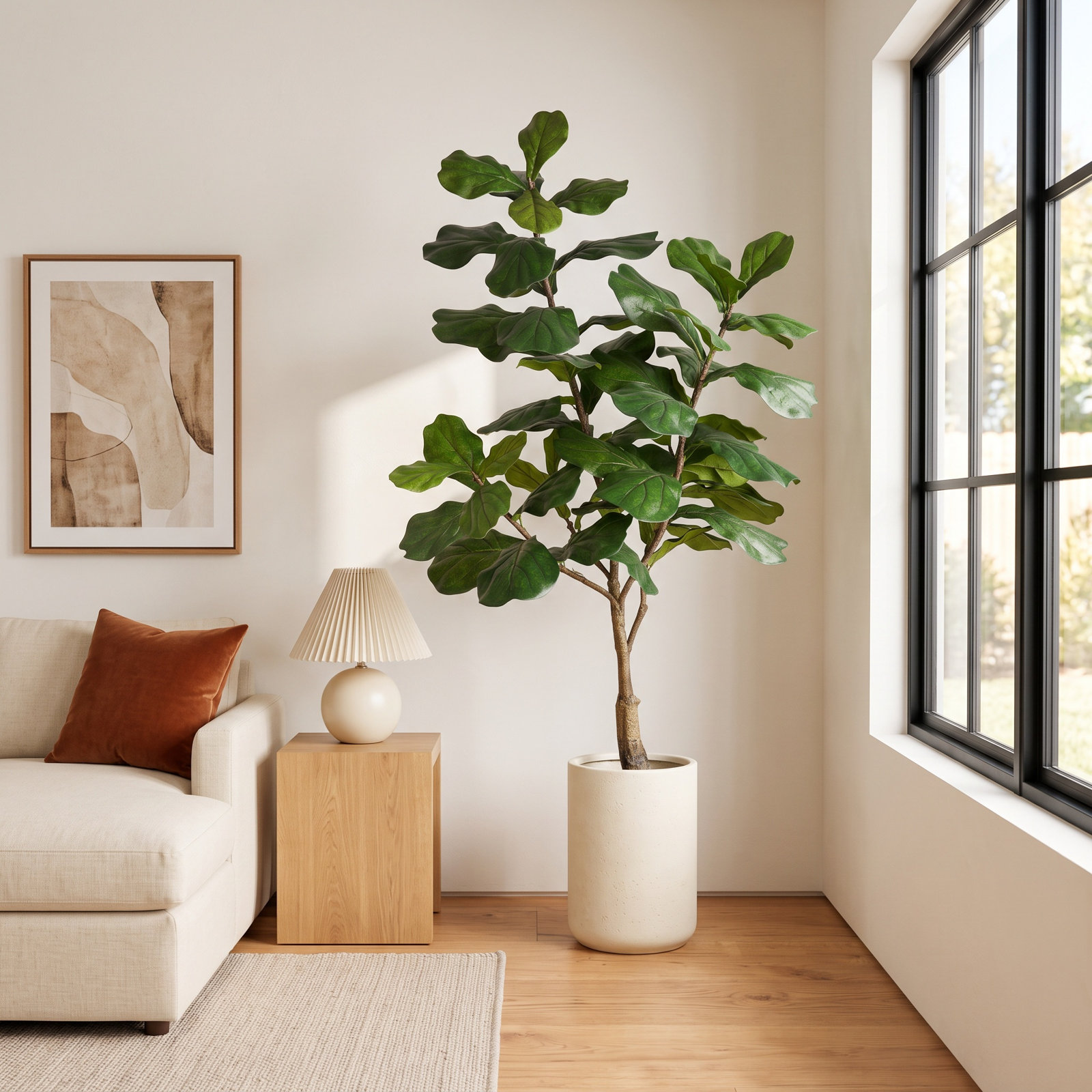 Fiddle Leaf Fig Tree in Pot, 72" H x 34" W x 34" D