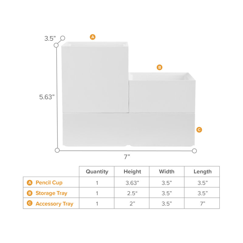 Plastic Desk Organizer, White