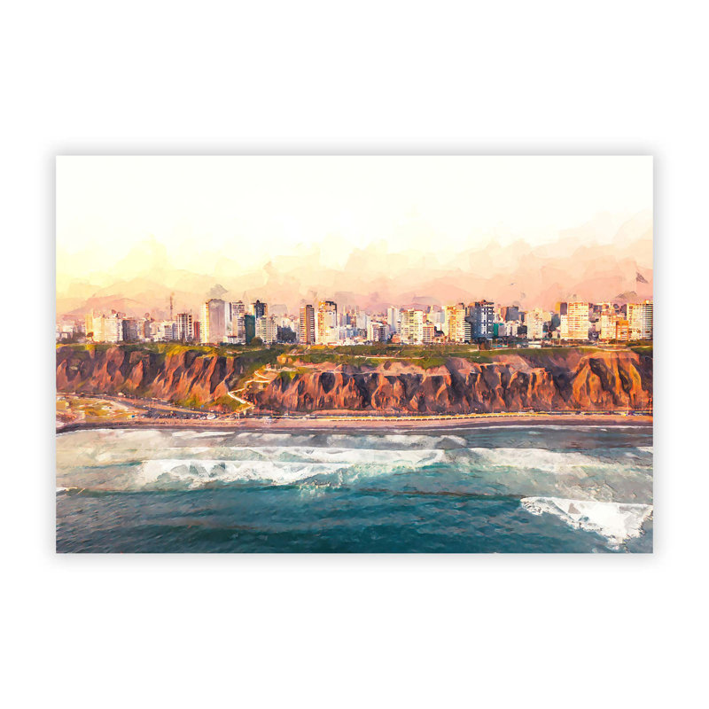 Lima Skyline In Peru - Print, 21 cm H x 29.7 cm W x 0.1 cm D, Paper