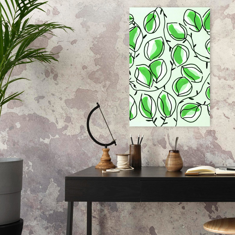 Graine de graines, art mural vert contemporain, H 24 po x l 16 po