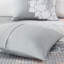 Courtepointe 6 pièces, gris / pêche, double / grand, coton imprimé, chaleur réversible, 3 coussins élégants, coussin décoratif pour la literie