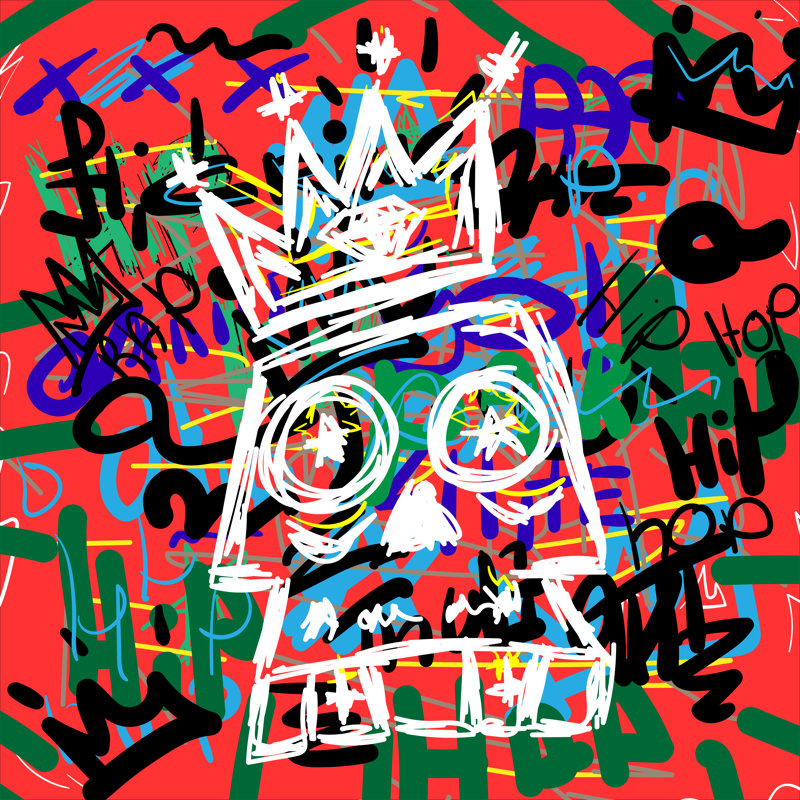 Skull Ưith Crown - Wrapped Canvas Print, 30cm H x 30cm W x 3.8cm D