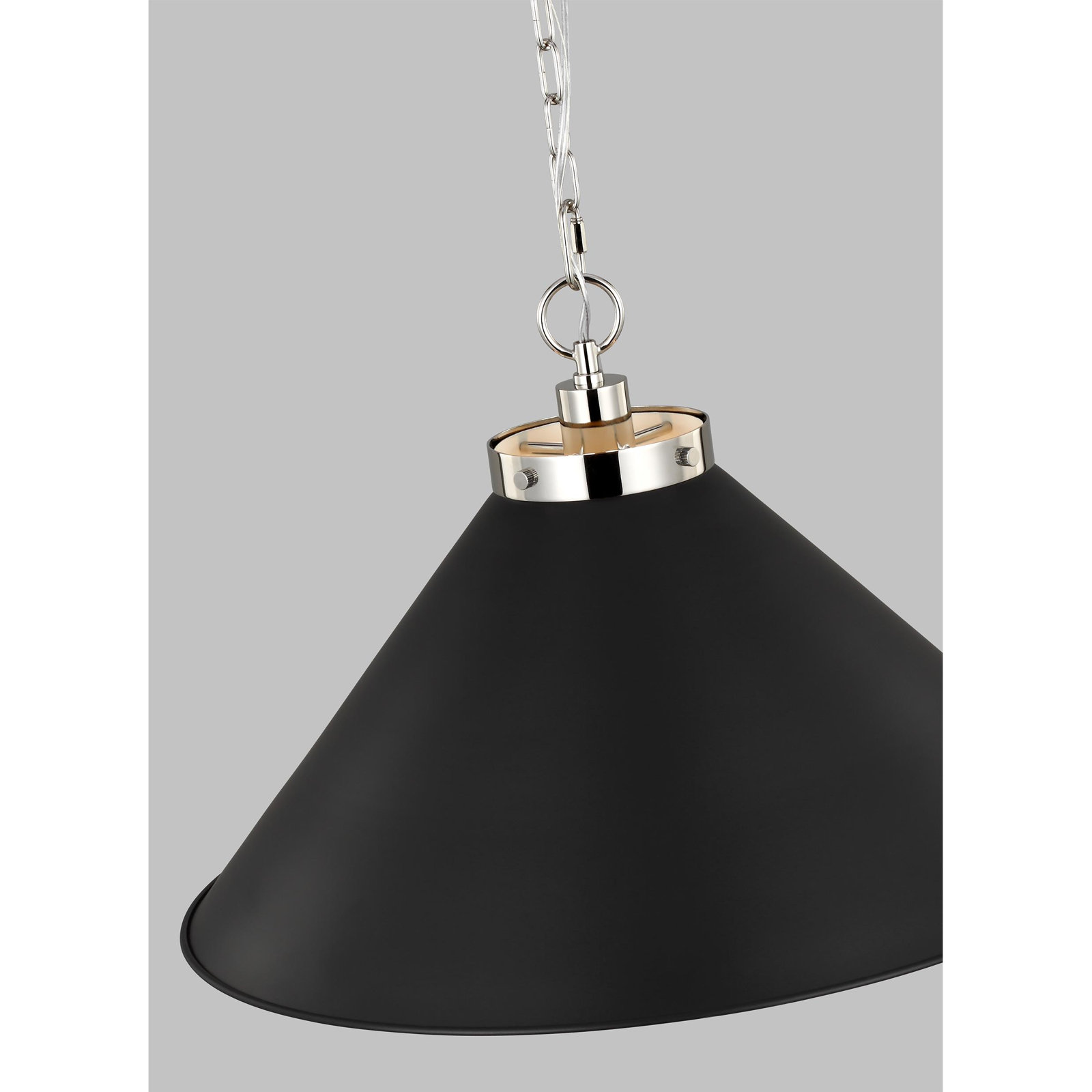 Seyon Single Light Cone Pendant, Midnight Black, Polished Nickel