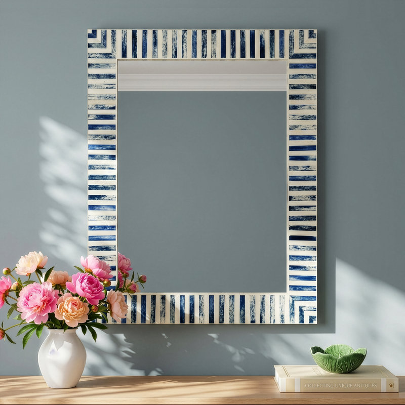 Demson Bone Rectangle Mirror, Blue