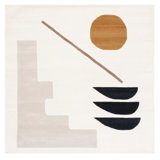 Alessandra Hand Tufted Wool Abstract Area Rug in Ivory / Brown