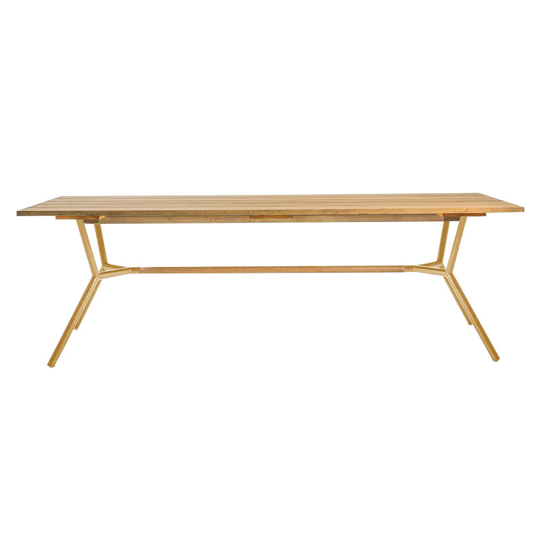 Reef Rectangular 29.5" Dining Table, Teak, Stainless Steel, 29.13" H x 70.88" W x 39.38" D