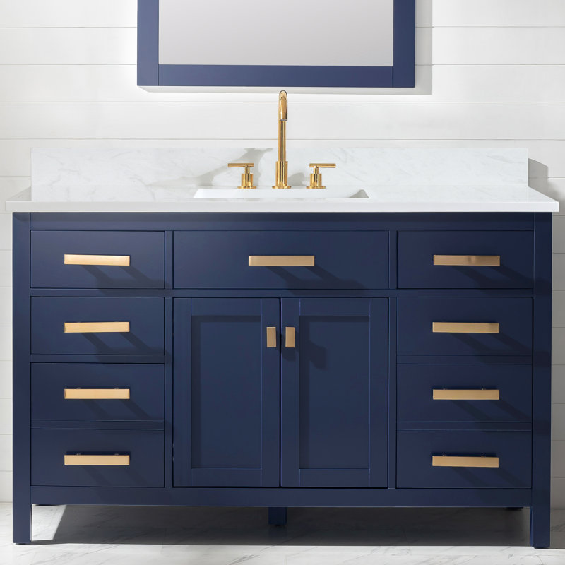 Ensemble de meuble-lavabo simple 54 po Binion, Bleu