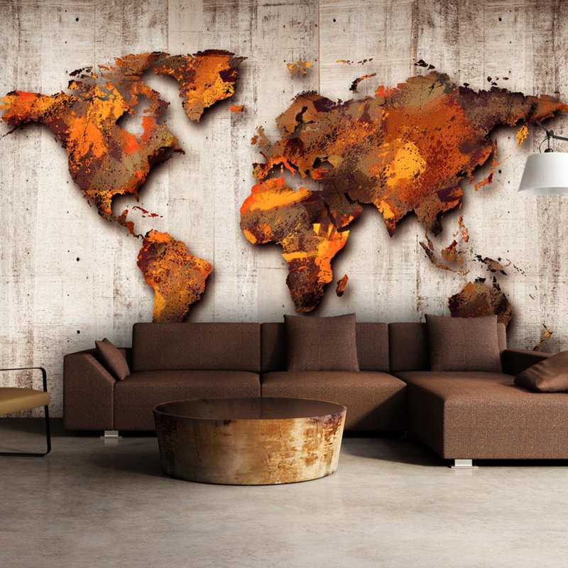 Murale carte du monde Bilboroughs, Bronze, 68" L x 96 " W