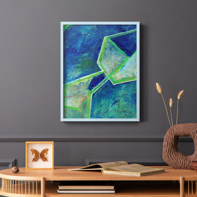 «Geometric in Cool III», reproduction encadrée - bois massif