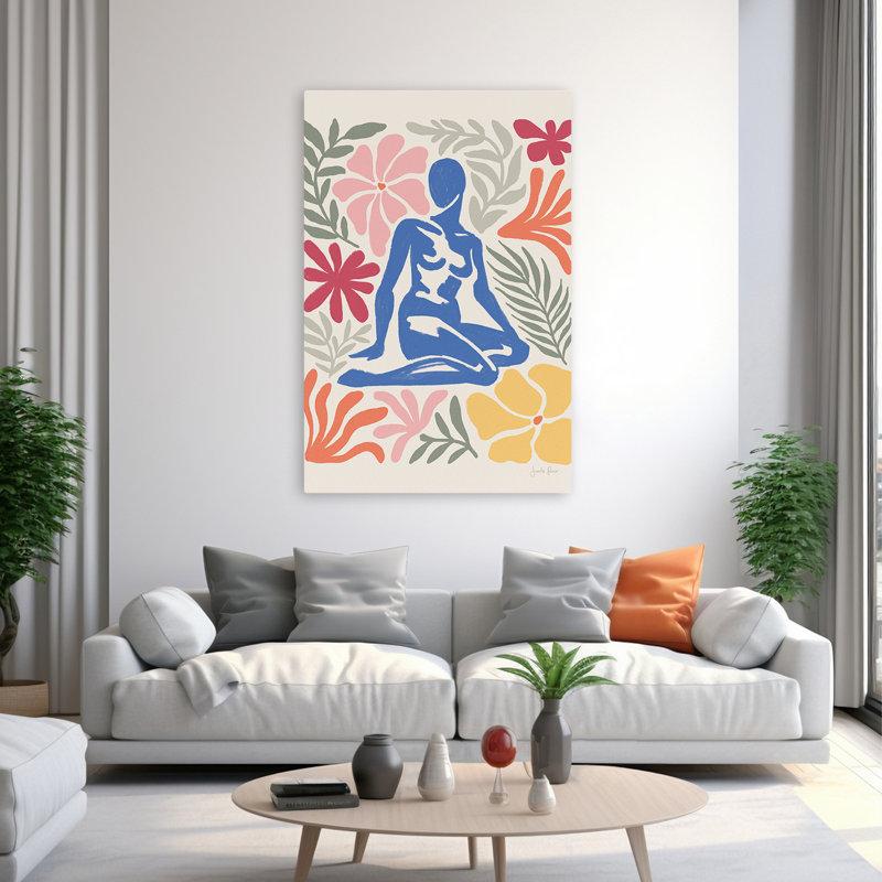 Jardin Mid-Century moderne et bohème abstrait II, H 60 po x l 40 po
