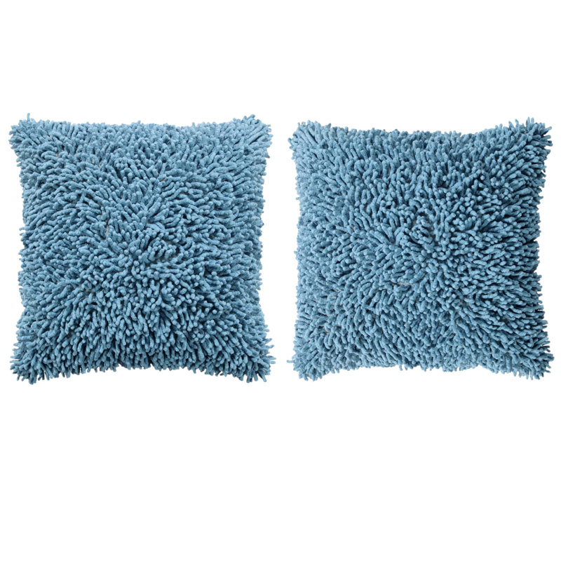 Fringed Chenille Pillow Cover, Aqua Blue