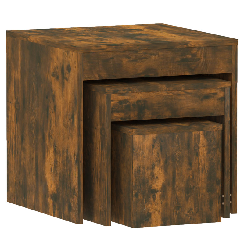 Gnesis Nesting Tables 3 pcs Engineered Wood, Smoked Oak, Smoked Oak