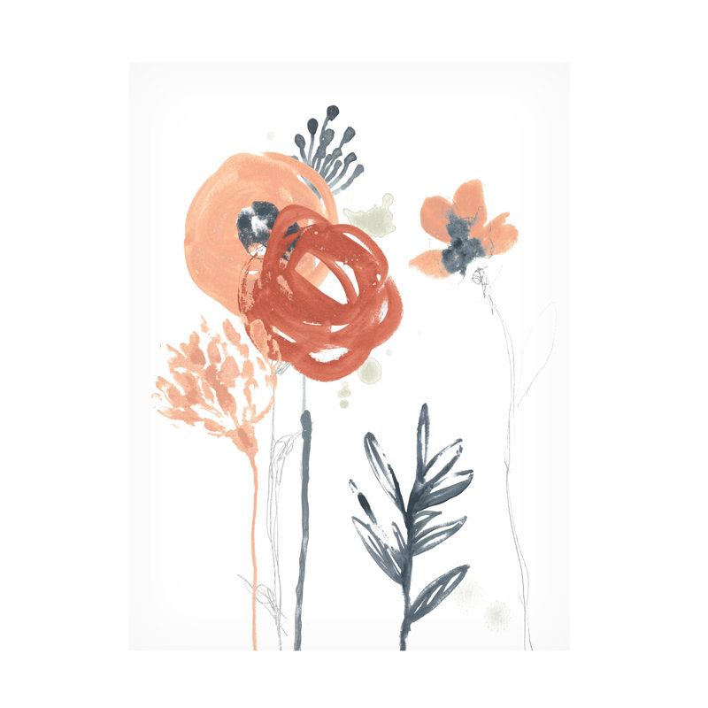 «June», Erica Vess, rosé et bleu marine, art sur toile, H 24 po x l 18 po x P 2 po