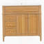 Meuble-lavabo de salle de bain avec lavabo, armoire en bois avec tiroir rabattable, plusieurs options de rangement, portes à fermeture en douceur et poignées élégantes pour les salles de bain modernes