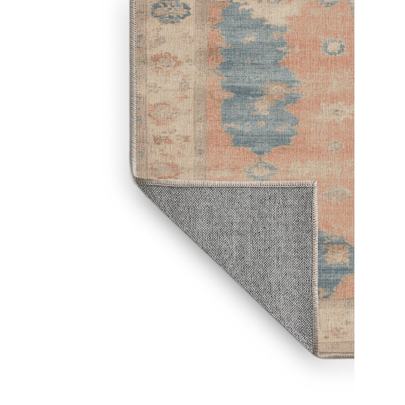 Tapis beige surteint lavable à la machine, Rond 5 pi