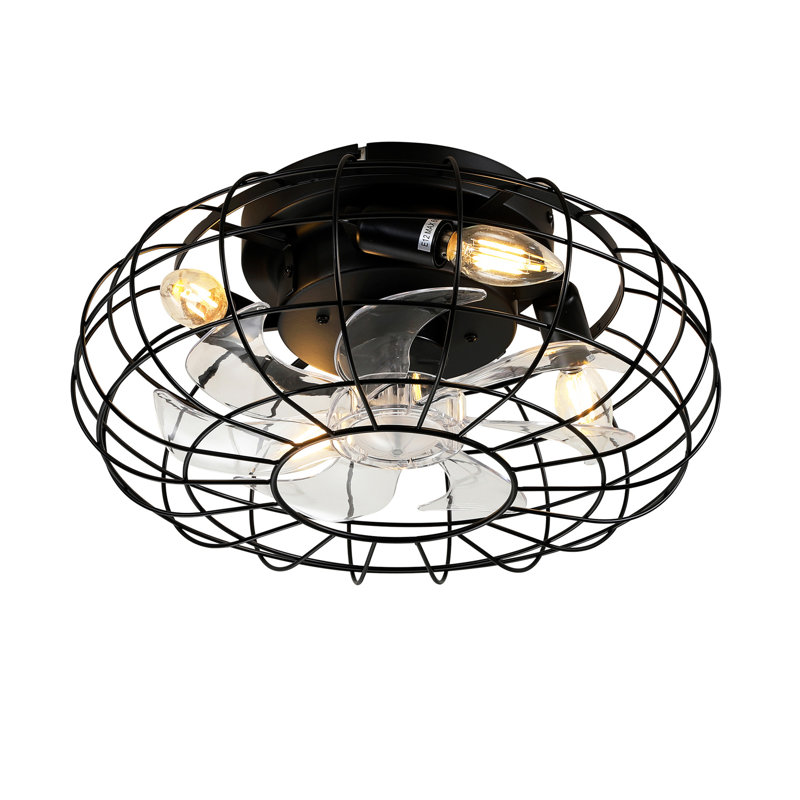 Ventilateur de plafond sans lame à profil bas de 15,7 po avec lumières (sans ampoules incluses) et ventilateur de plafond réversible à 6 vitesses de vent à distance pour le salon, la chambre et la fête - sans ampoules incluses