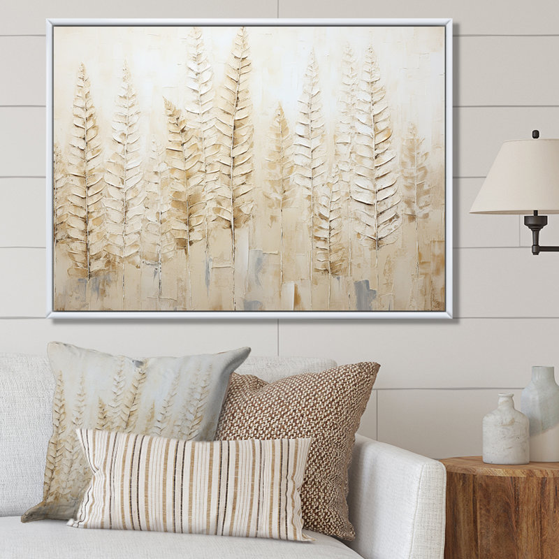 «Golden Ferns Silent Gracefulness» sur toile, Cadre naturel flottant, H 16 po x l 32 po x P 1,5 po