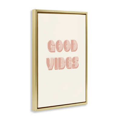 Cadre flottant rétro pastel Good Vibes Peach, design par Pooja Dave
