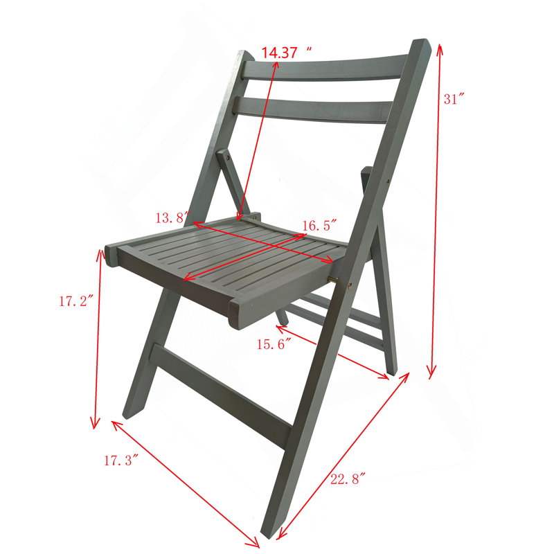 Chaise pliante spéciale en bois à lattes Furniture - ensemble de 4, chaise pliante, style pliable, Gris
