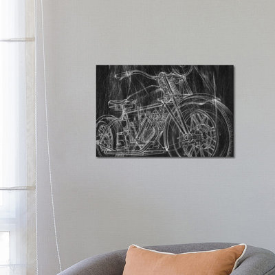 " Motorcycle Mechanical Sketch I " by Ethan Harper