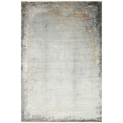 Luxurious Hall Carpet, 3.3 x 9.8 ft, Grey & Gold | 100% Viscose/Acrylic, 3000 gr/m², Machine Woven, 1.7 Million Thread Points | Easy to Clean, Vacuum & Spot Remover Safe | Elegant Home Décor for Living Spaces