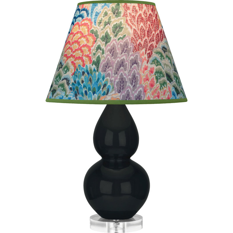 Small Double Gourd Accent Lamp - Sangria, Deep Patina Bronze - Lavender, Plum Shade, Off White/Bronze, Navy/Gray