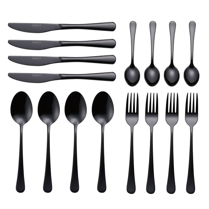 Cutlery 16 Piece Cutlery Set, Service for 4, Black