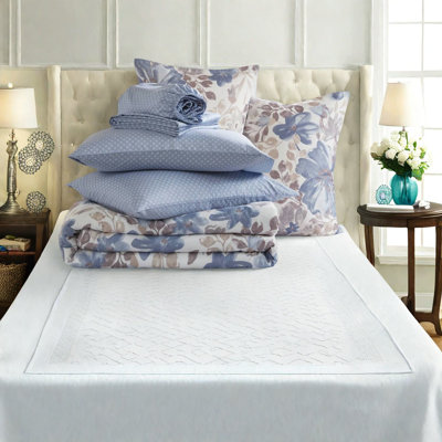 Hypoallergenic Queen Bedding Sets, Blue Floral Polyester For Home