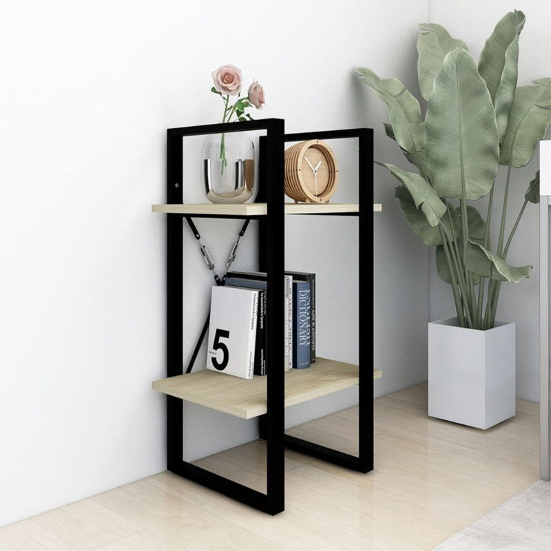 Bibliothèque Canne en bois d'ingénierie, Chêne sonoma, (2 tablettes) H 27,6 po x l 15,7 po x P 11,8 po