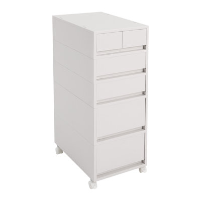 Vertical Filing Storage Cabinet with Wheels, 6-Drawer Mobile Storage File Cabinet for Home Office and Bedroom Organization