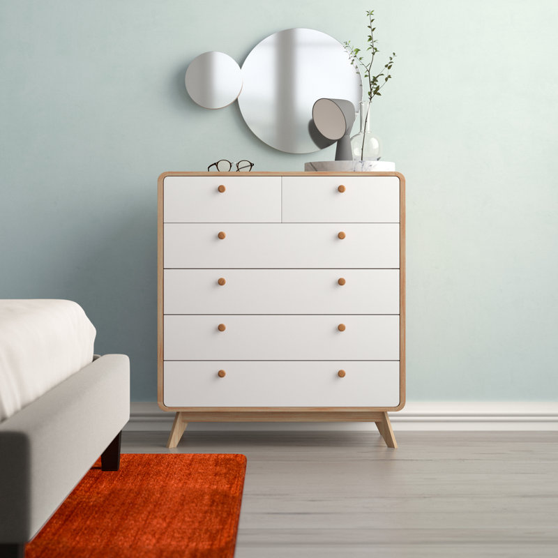 Allensby 80cm W 6 - Drawer Chest of Drawers, Oak/White