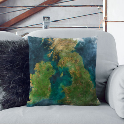 View of Ireland and Great Britain Cushion with Filling