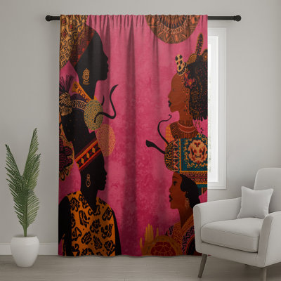 African Women Silhouettes Window Curtains, Cultural Sheer & Blockout Curtains - 1 Panel