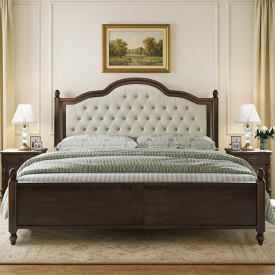 Amilio Upholstered Bed Solid Wood Platform