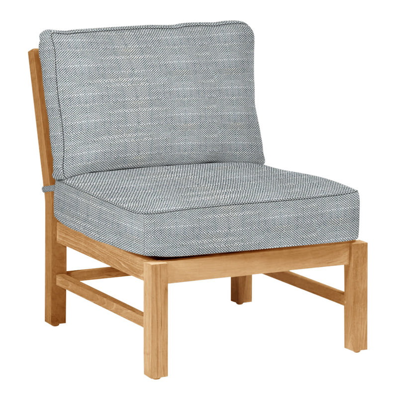 Club Teak Sectional Slipper Chair - Natural Teak, Welt, Rollo Cream, Natural Teak