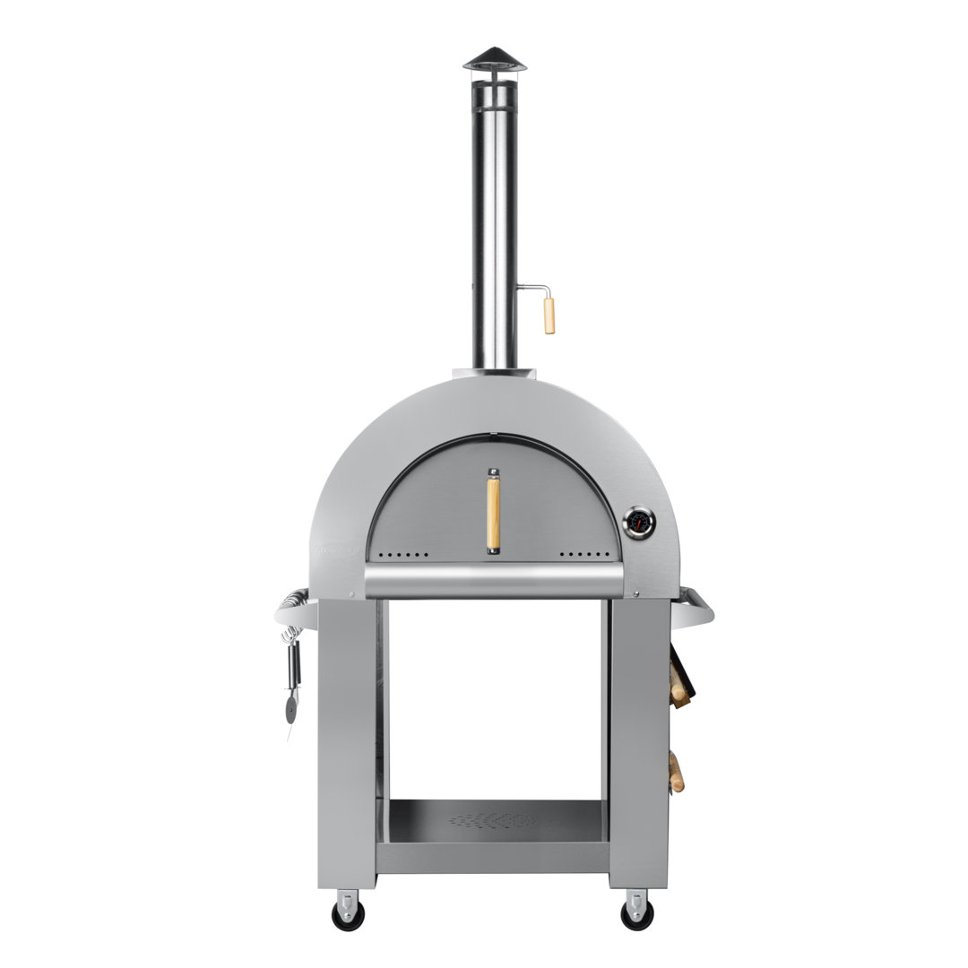 32 in. Outdoor Wood Fired Pizza Oven in Stainless-Steel (KM-OKS-WFPO) KoolMore