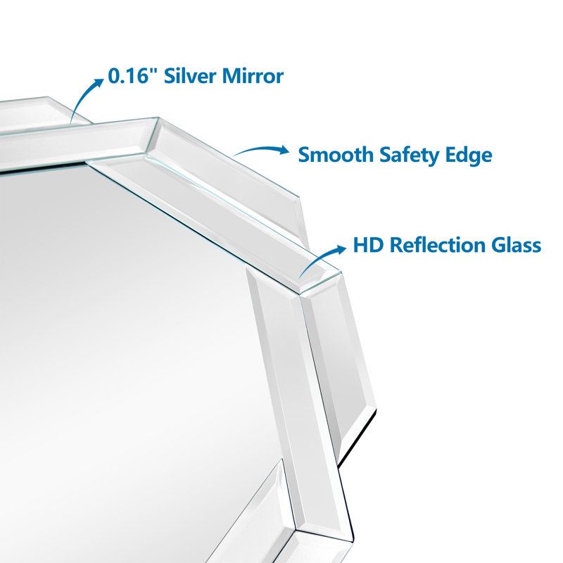 Frameless Beveled Octagon Wall Mirror Accent Decorative Mirror