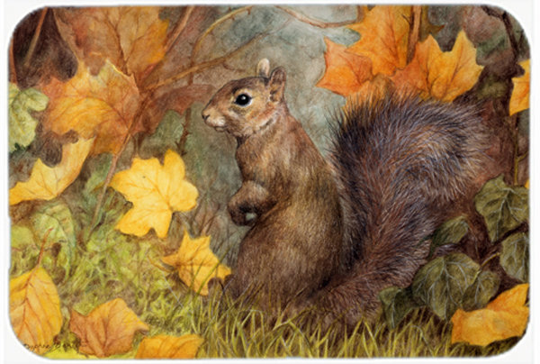 Caroline's Treasures Grey Squirrel in Fall Leaves Glass Cutting Board