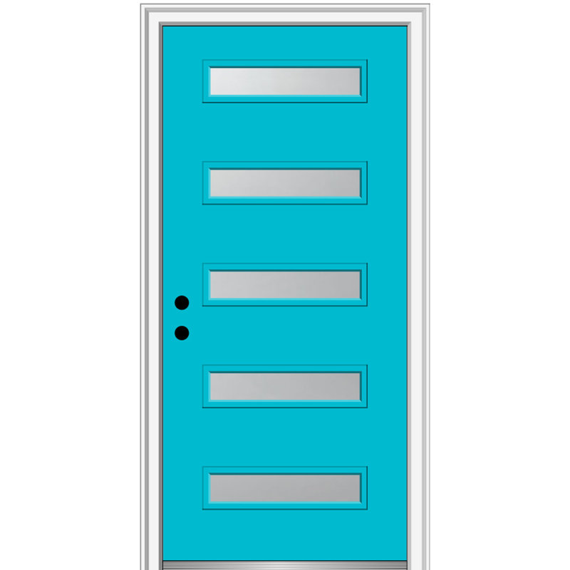 Porte d'entrée pré-suspendue en acier Spotlight, H 80 po x l 36 po x P 1,75po, S'ouvre à gauche vers l'intérieur, Vert forêt