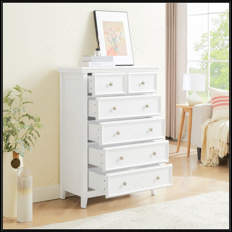 Commode 6 tiroirs Modern, Blanc