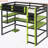 Twin Size Wood Loft Bed With Desk,Side Storage Rack,Multi-Storage Shelves And RGB Light,Green-315414059-315414057