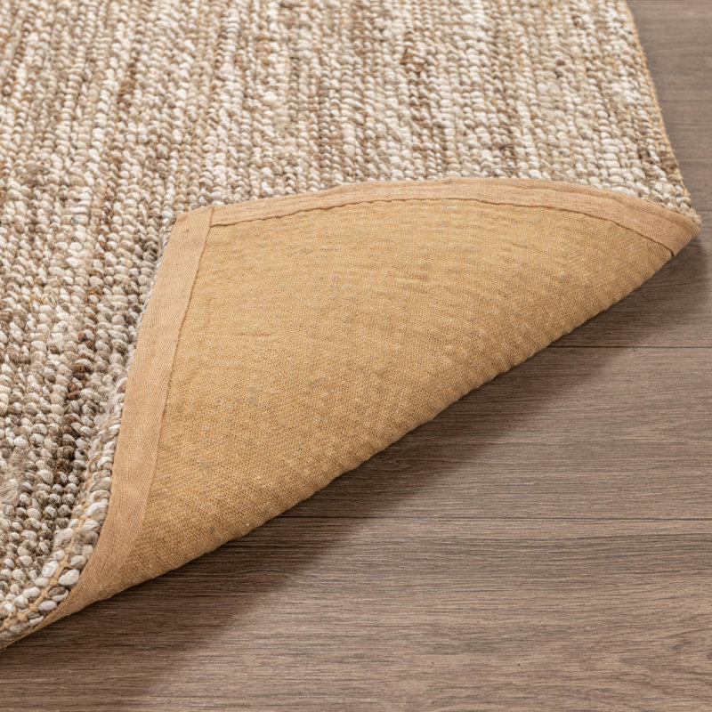 Mini Boucle Handwoven Jute Area Rug, Rectangle 5' x 8', Beige