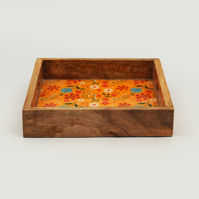 Sunburst Bloom Serving Tray, Brown
