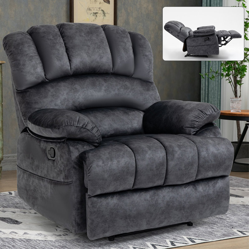 Large Manual Polyester Recliner Chair, Gray